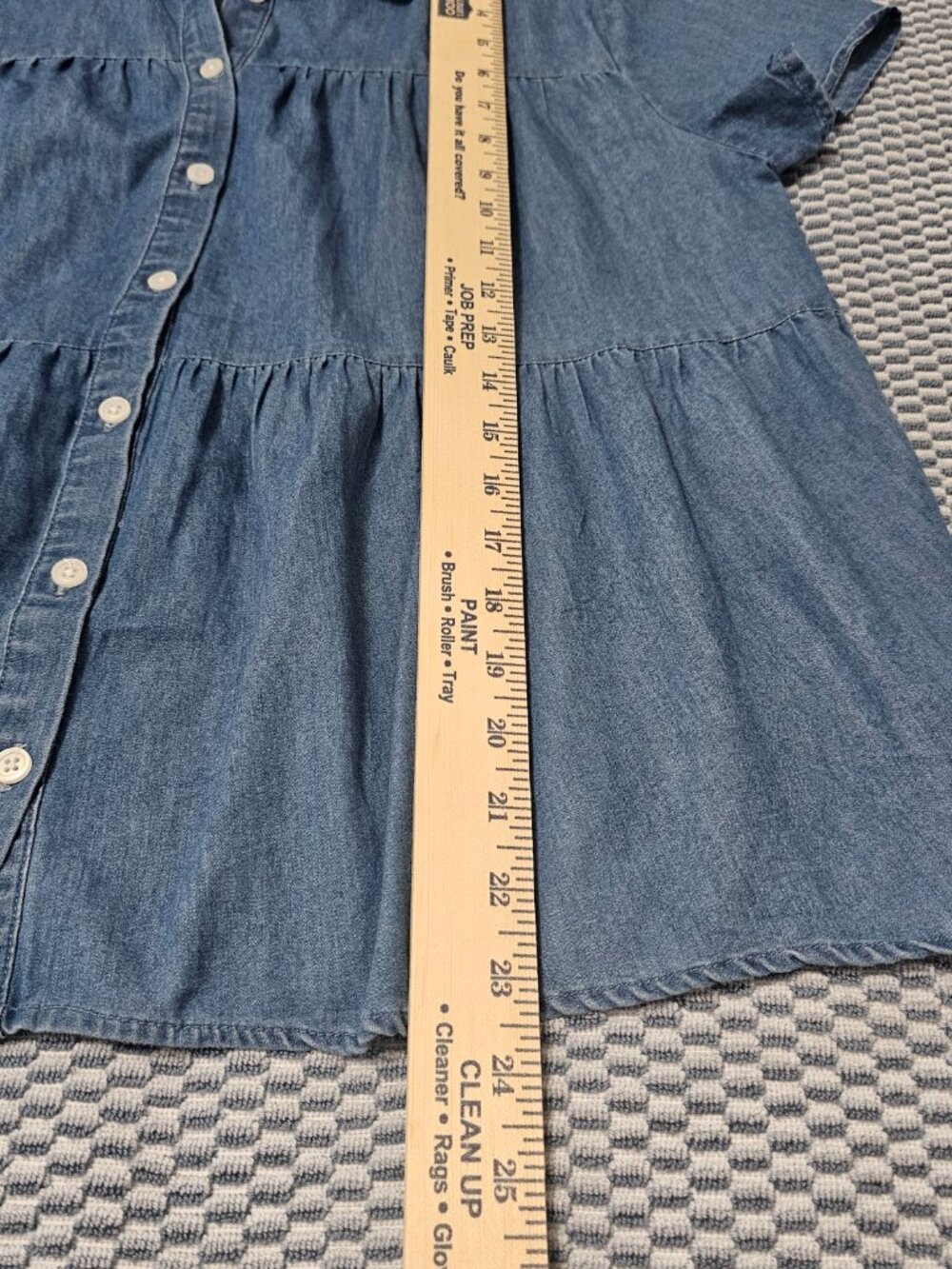 Time and Tru Denim Babydoll Button Down Oversized Shirt Blue - Size Medium - Picture 6 of 6